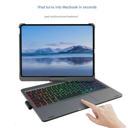 Silver Magic Keyboard Case for ipad Air6/Air7 11-inch, Bluetooth Keyboard with RGB Backlight & Precision Trackpad - Image 2