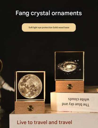 Milky Way Luminous 3D Crystal Cube Night Light - Laser Engraved Artwork with Solid Wood Base - Image 5