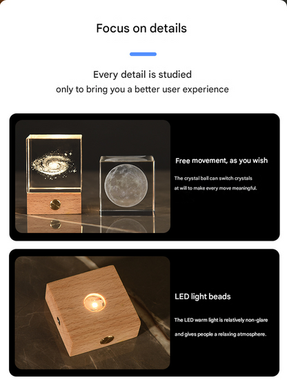 The Big Dipper Luminous 3D Crystal Cube Night Light - Laser Engraved Artwork with Solid Wood Base - Image 6