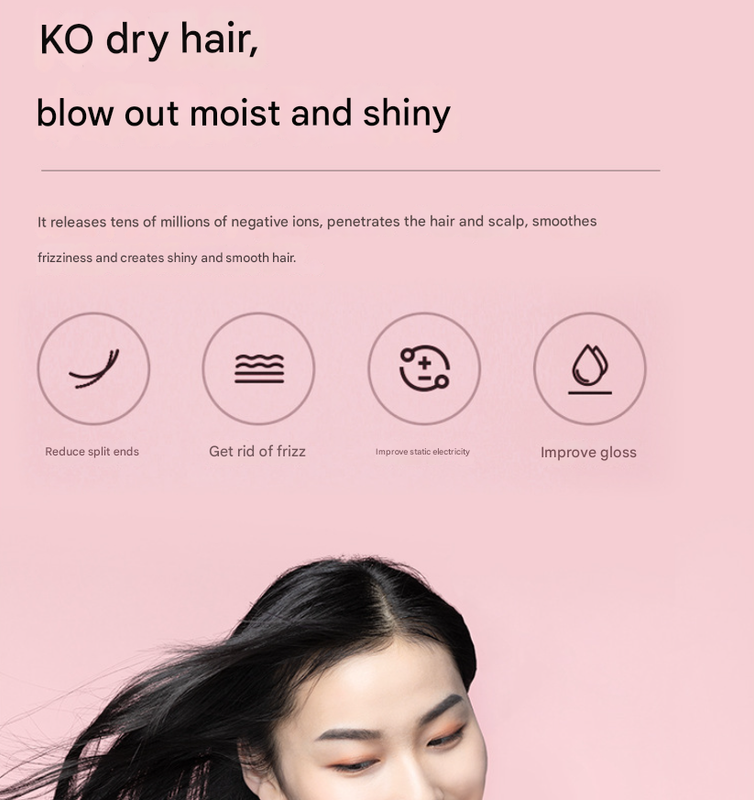 Pink Ultra-Lightweight Ionic Cordless Hair Dryer, USB Rechargeable Portable Blow Dryer with Cool Air for Travel & Home - Image 2
