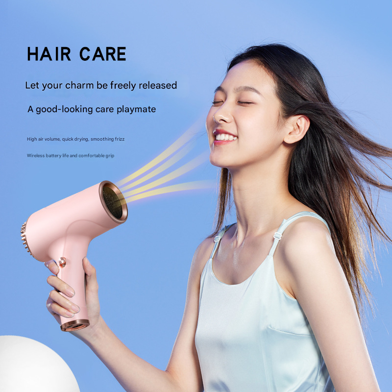 Green Ultra-Lightweight Ionic Cordless Hair Dryer, USB Rechargeable Portable Blow Dryer with Cool Air for Travel & Home - Image 3