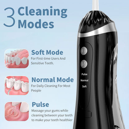 Pink Cordless Water Flosser & Oral Irrigator - Portable Teeth Cleaner with 3 Modes & 4 Jet Tips - Image 2