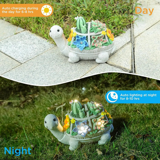 Big turtle Charming Solar-Powered Animal Garden Statue - Waterproof Resin Figurine with Glowing LED Accents - Image 2