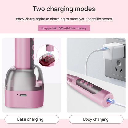 Pink Professional Electric Nail Drill Kit - 6-Speed 18000RPM Rechargeable Manicure & Pedicure File for Polishing, Grinding & Gel Removal - Image 4