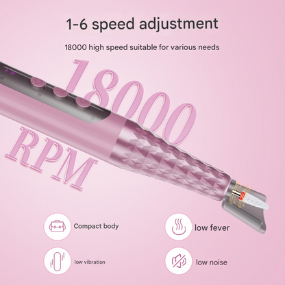 Grey Professional Electric Nail Drill Kit - 6-Speed 18000RPM Rechargeable Manicure & Pedicure File for Polishing, Grinding & Gel Removal - Image 3