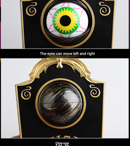 2-Piece Black Halloween Animated Eyeball Doorbell - Spooky Light-Up Prop with Scary Sounds for Party & Door Decoration - Image 2