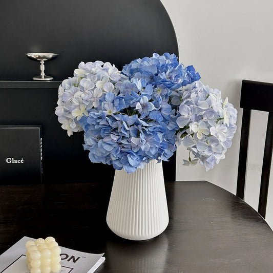 5-Piece White Premium Lifelike Hydrangea Artificial Flowers- 60cm Long Stem Faux Floral Bouquet for Home, Wedding & Vase Decor - Image 3