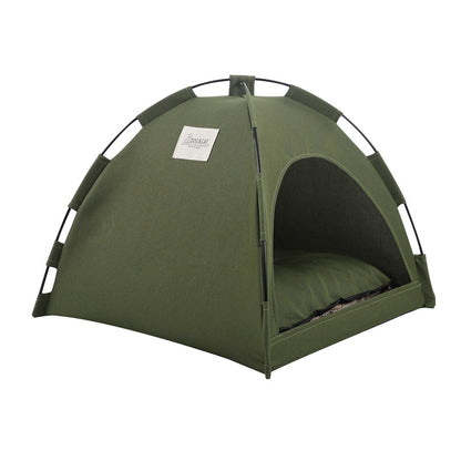 Green Premium Portable Pet Tent Bed with Cooling Mat - Breathable Foldable Outdoor Indoor Cat Dog House Shelter for Summer(Size: S)
