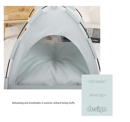 Green Premium Portable Pet Tent Bed with Cooling Mat - Breathable Foldable Outdoor Indoor Cat Dog House Shelter for Summer(Size: S) - Image 9