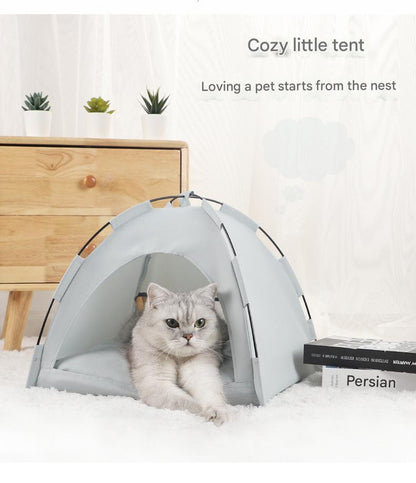 Green Premium Portable Pet Tent Bed with Cooling Mat - Breathable Foldable Outdoor Indoor Cat Dog House Shelter for Summer(Size: L) - Image 2