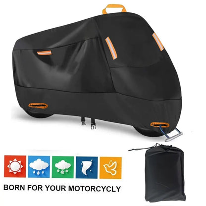 Heavy Duty 214D Waterproof Motorcycle Cover - All Season Outdoor Protection with Lock Holes & Windproof Buckles(Size: 4XL) - Image 2