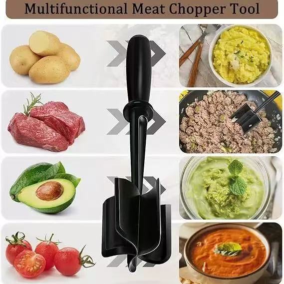 3-pieces Red Premium Heat Resistant Meat Chopper - Ground Meat Masher Utensil for Hamburger & Non-Stick Pans - Image 2