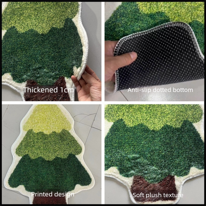 Green Christmas tree style Festive Christmas Shaped Floor Mat - Plush Non-Slip Holiday Accent Rug(Style 1) - Image 3