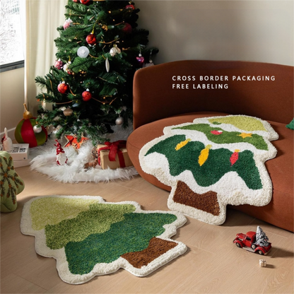Red The Alien Old Man of Christmas Festive Christmas Shaped Floor Mat - Plush Non-Slip Holiday Accent Rug - Image 2