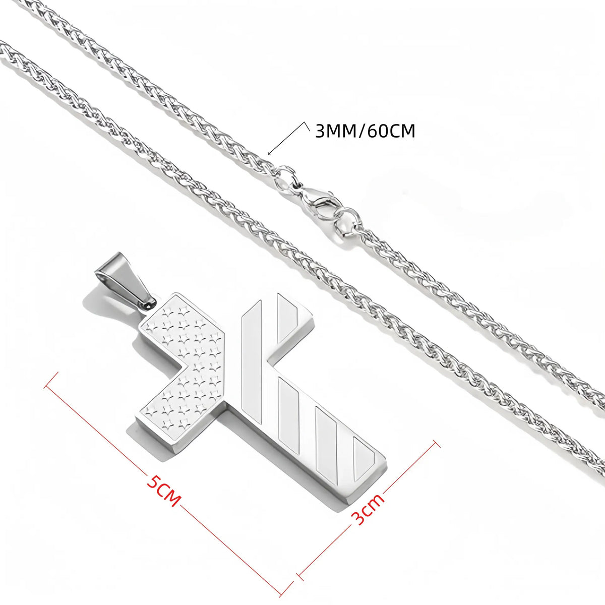 Silver Men's Textured Cross Necklace - Stainless Steel Pendant with Inspirational Message - Image 3
