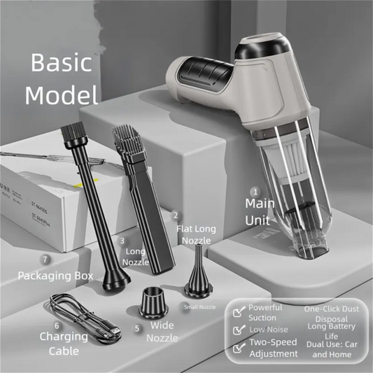 Grayish-white Multi-Functional Cordless Handheld Vacuum Cleaner - Powerful Blower & Inflator for Car and Home