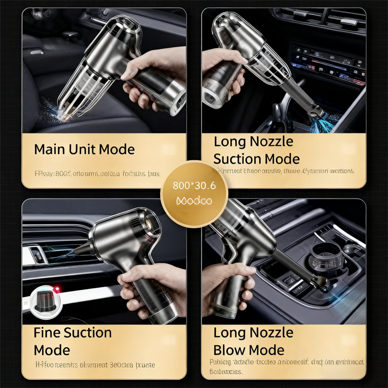 Grayish-white Multi-Functional Cordless Handheld Vacuum Cleaner - Powerful Blower & Inflator for Car and Home - Image 3