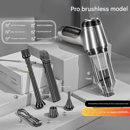 Silver-gray Multi-Functional Cordless Handheld Vacuum Cleaner - Powerful Blower & Inflator for Car and Home