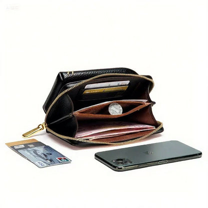 Black Chic Embroidered Crossbody Phone Wallet - All-in-One Purse with Kiss-Lock Clasp - Image 2