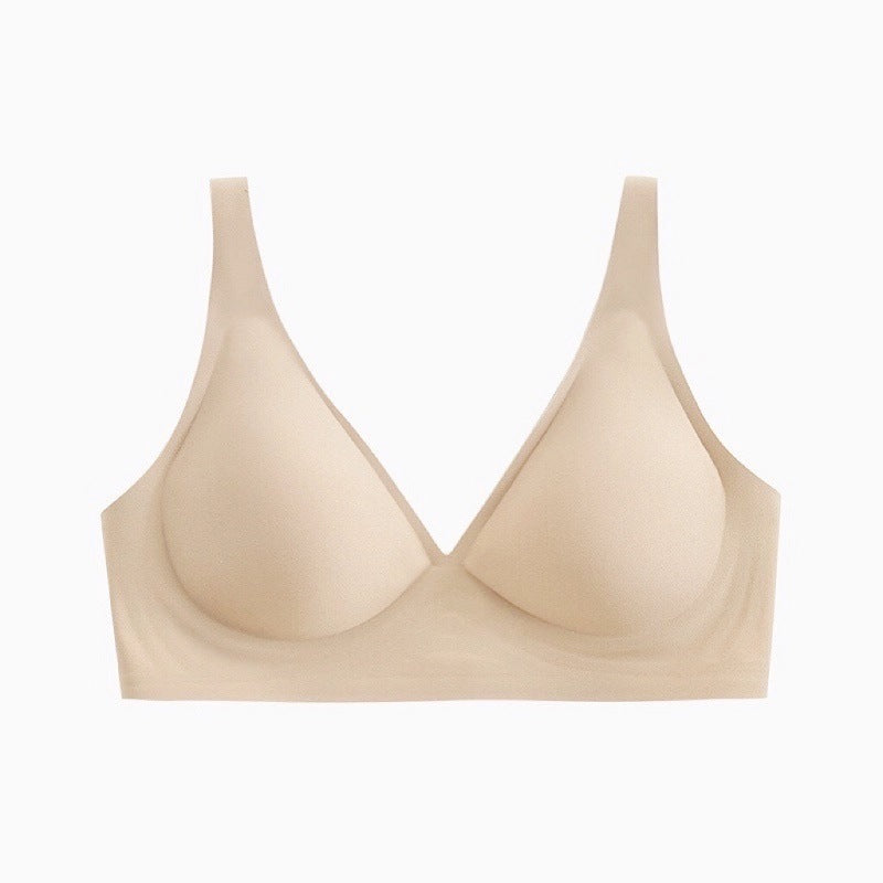 Light skin tone Women's Seamless Wireless Comfort Bra - Flexible Gel Support Deep V T-Shirt Bra(Size: L)