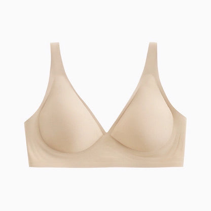 Light skin tone Women's Seamless Wireless Comfort Bra - Flexible Gel Support Deep V T-Shirt Bra(Size: S)