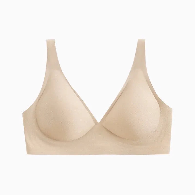 Light skin tone Women's Seamless Wireless Comfort Bra - Flexible Gel Support Deep V T-Shirt Bra(Size: S)