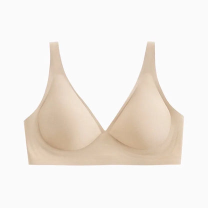 Light skin tone Women's Seamless Wireless Comfort Bra - Flexible Gel Support Deep V T-Shirt Bra(Size: S)