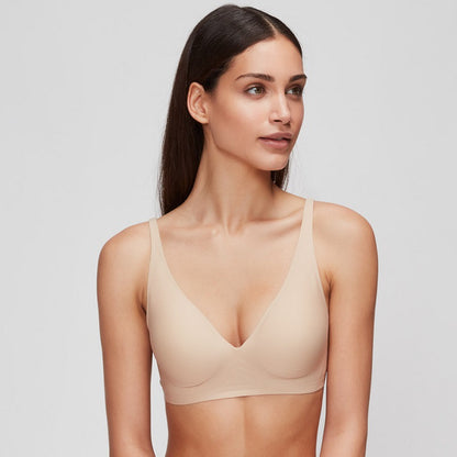 Light skin tone Women's Seamless Wireless Comfort Bra - Flexible Gel Support Deep V T-Shirt Bra(Size:XL) - Image 2