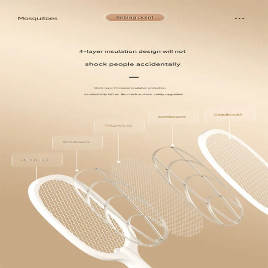 White Rechargeable 2-in-1 Bug Zapper Racket - Electric Fly Swatter & UV Mosquito Lamp with Charging Base - Image 3