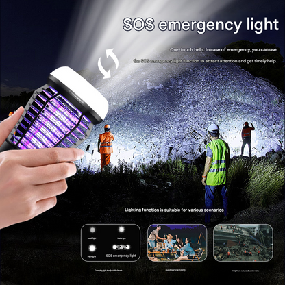 Black Rechargeable 3-in-1 Bug Zapper Lantern - Portable UV Mosquito Killer with Camping Light & SOS Mode - Image 3