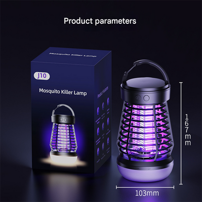 Black Rechargeable 3-in-1 Bug Zapper Lantern - Portable UV Mosquito Killer with Camping Light & SOS Mode - Image 5