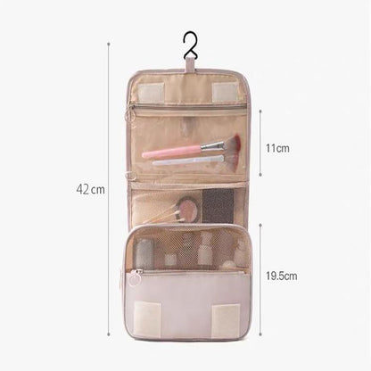 Grey Portable Hanging Travel Toiletry Bag - Large Capacity Cosmetic & Wash Organizer with Sturdy Hook - Image 4