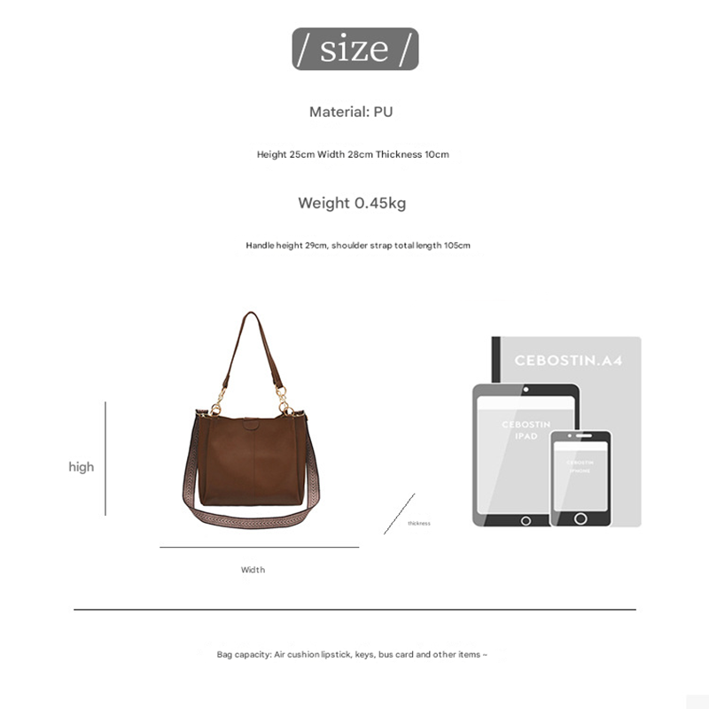Black Chic 2-Piece Tote Bag Set - Large Capacity Commuter Handbag with Wide Strap Crossbody Purse - Image 4