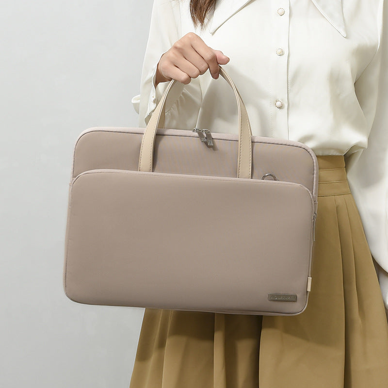 Grey Chic Padded Laptop Bag for 15.6-Inch Notebooks - Versatile Shoulder Briefcase with Trolley Strap - Image 2