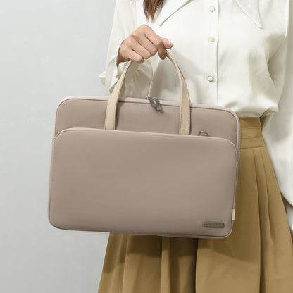 Grey Chic Padded Laptop Bag for 15.6-Inch Notebooks - Versatile Shoulder Briefcase with Trolley Strap - Image 2