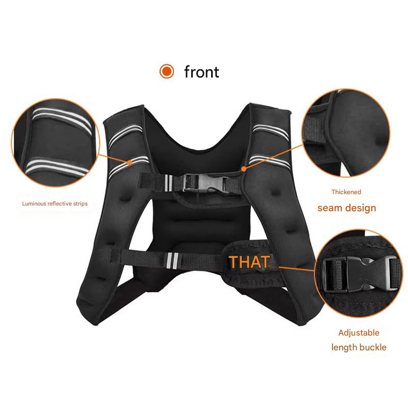 Black Gym Partner Weighted Vest - Adjustable & Reflective for Running, Training & Strength Building(3KG) - Image 2