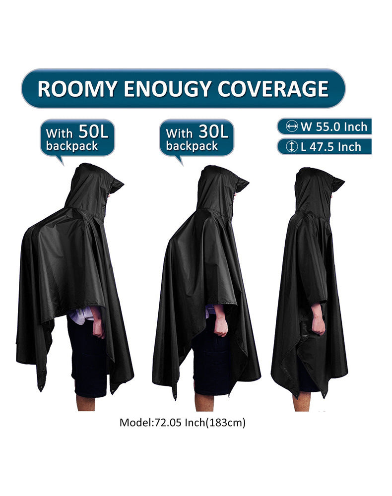 Orange 3-in-1 Multifunctional Outdoor Rain Poncho - Ground Mat & Shelter - Lightweight & Waterproof for Hiking & Camping - Image 3