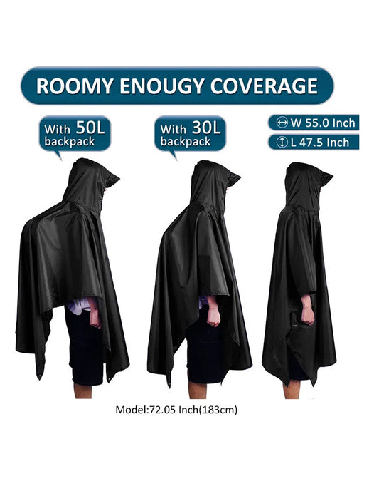 Orange 3-in-1 Multifunctional Outdoor Rain Poncho - Ground Mat & Shelter - Lightweight & Waterproof for Hiking & Camping - Image 3