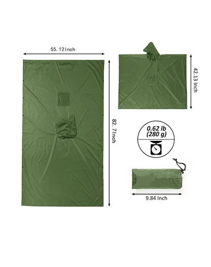 Orange 3-in-1 Multifunctional Outdoor Rain Poncho - Ground Mat & Shelter - Lightweight & Waterproof for Hiking & Camping - Image 4