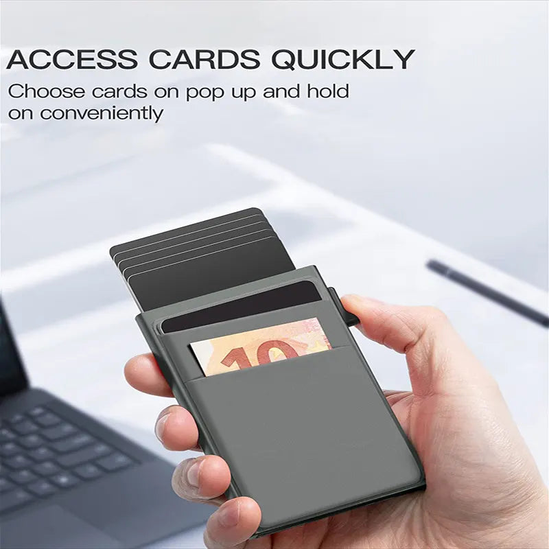 Red Ultra-Slim RFID Blocking Pop-Up Wallet - Automatic Card Holder with Metal Case & Secure Screw Base - Image 3