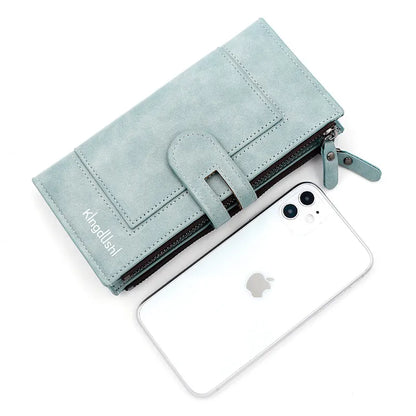 Dark brown Women's Stylish Long Wallet - Multi-Card Slot PU Leather Clutch with Phone Pocket & Coin Zipper - Image 3