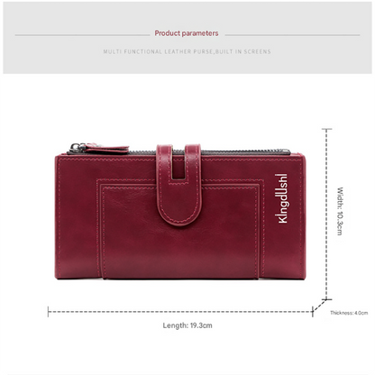 Dark brown Women's Stylish Long Wallet - Multi-Card Slot PU Leather Clutch with Phone Pocket & Coin Zipper - Image 4