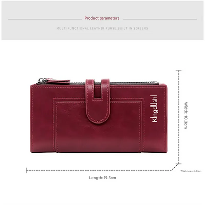 Dark brown Women's Stylish Long Wallet - Multi-Card Slot PU Leather Clutch with Phone Pocket & Coin Zipper - Image 4