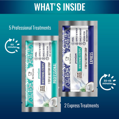 Dr. Novyera Premium Whitening Strips - Coconut Oil Infused for Effective Tooth Stain Removal & Gentle Care - 7 Treatments (5 Professional + 2 Express) - Image 3