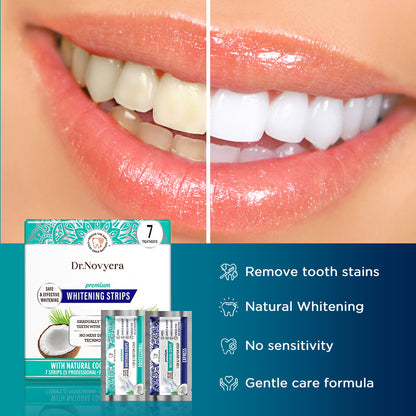 Dr. Novyera Premium Whitening Strips - Coconut Oil Infused for Effective Tooth Stain Removal & Gentle Care - 7 Treatments (5 Professional + 2 Express) - Image 4
