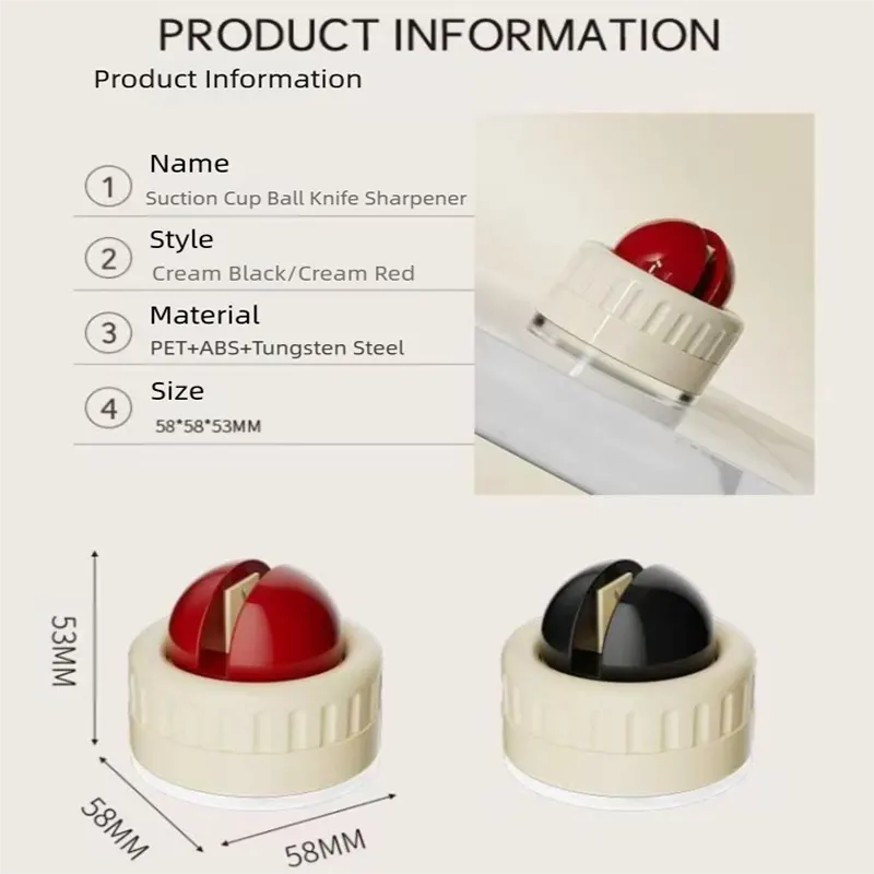 Two red pieces and two black pieces Powerful Suction Kitchen Knife Sharpener - Tungsten Steel Fast Sharpening Tool for Household Knives & Scissors - Image 5