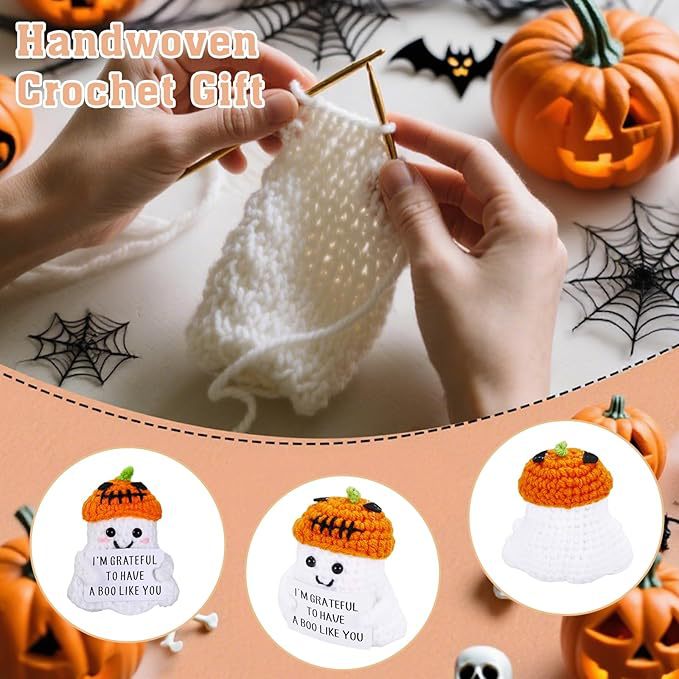 2 PCS White Spooky & Sweet: Handmade Crocheted Ghost Doll - Halloween Party & Home Decor Gift(A) - Image 2