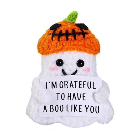 2 PCS White Spooky & Sweet: Handmade Crocheted Ghost Doll - Halloween Party & Home Decor Gift(B)