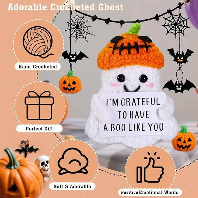 2 PCS White Spooky & Sweet: Handmade Crocheted Ghost Doll - Halloween Party & Home Decor Gift(B) - Image 3
