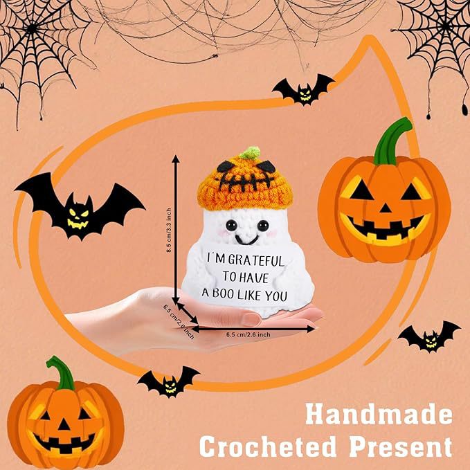 2 PCS White Spooky & Sweet: Handmade Crocheted Ghost Doll - Halloween Party & Home Decor Gift(B) - Image 4